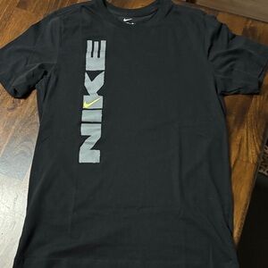Nike Men's Black Tee with Gray and Yellow Accents